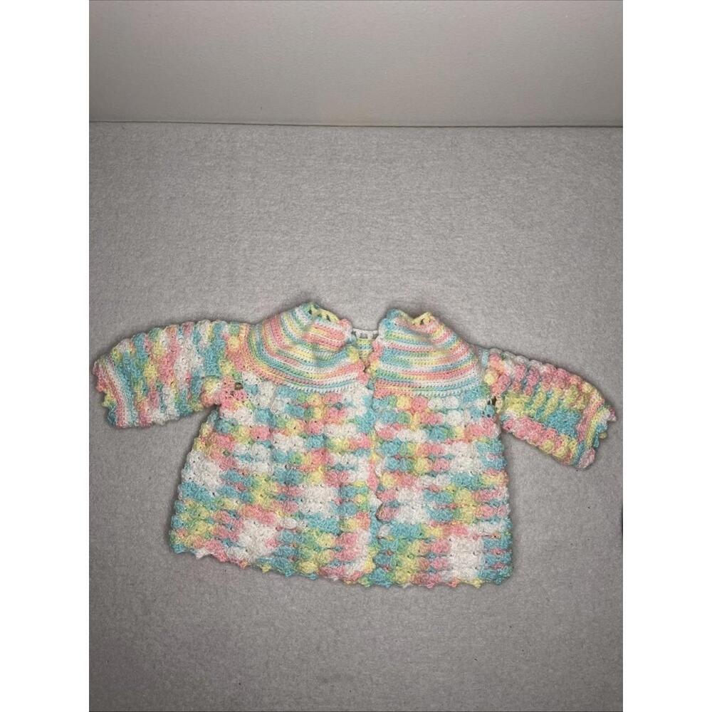 Baby hand crochet sweater Pastel/ Multicolor Infant